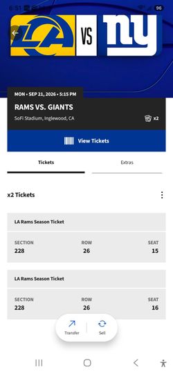 Rams VS NY Giants