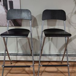 IKEA FRANKLIN bar stool, foldable - brown-black / silver