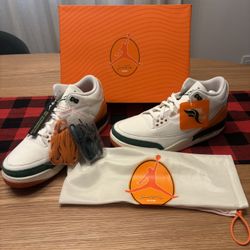 Nike Jordan 3 Retro SP SoleFly Miami Hurricanes Mens Size 12 IF4491-100