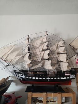 32" Wooden USS Constitution Tall Ship Model – Nautical Maritime Decor