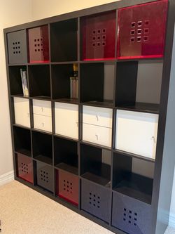 IKEA Kallax 5x5 Shelving Unit with Inserts