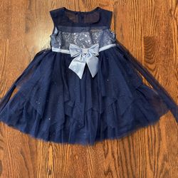 Jona Michelle Holiday Party Sequin & Tulle Dress Girls Size 2T - Navy Blue