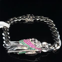 925 8” San Judas Cuban Bracelet 20.60g 176001/2