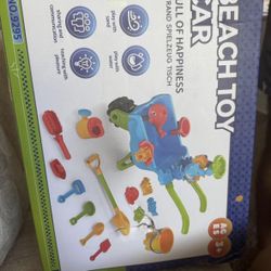 Beach Sand & Water Toy Set with Trolley, Shovel, Bucket & Molds