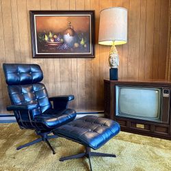 Original Mid Century Modern 1960 Eames Style Lounge Chair & Ottoman by Bottemiller for Homecrest