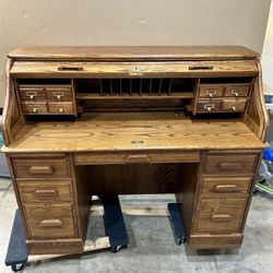 Vintage Winners Only 100% Oak Roll Top Desk