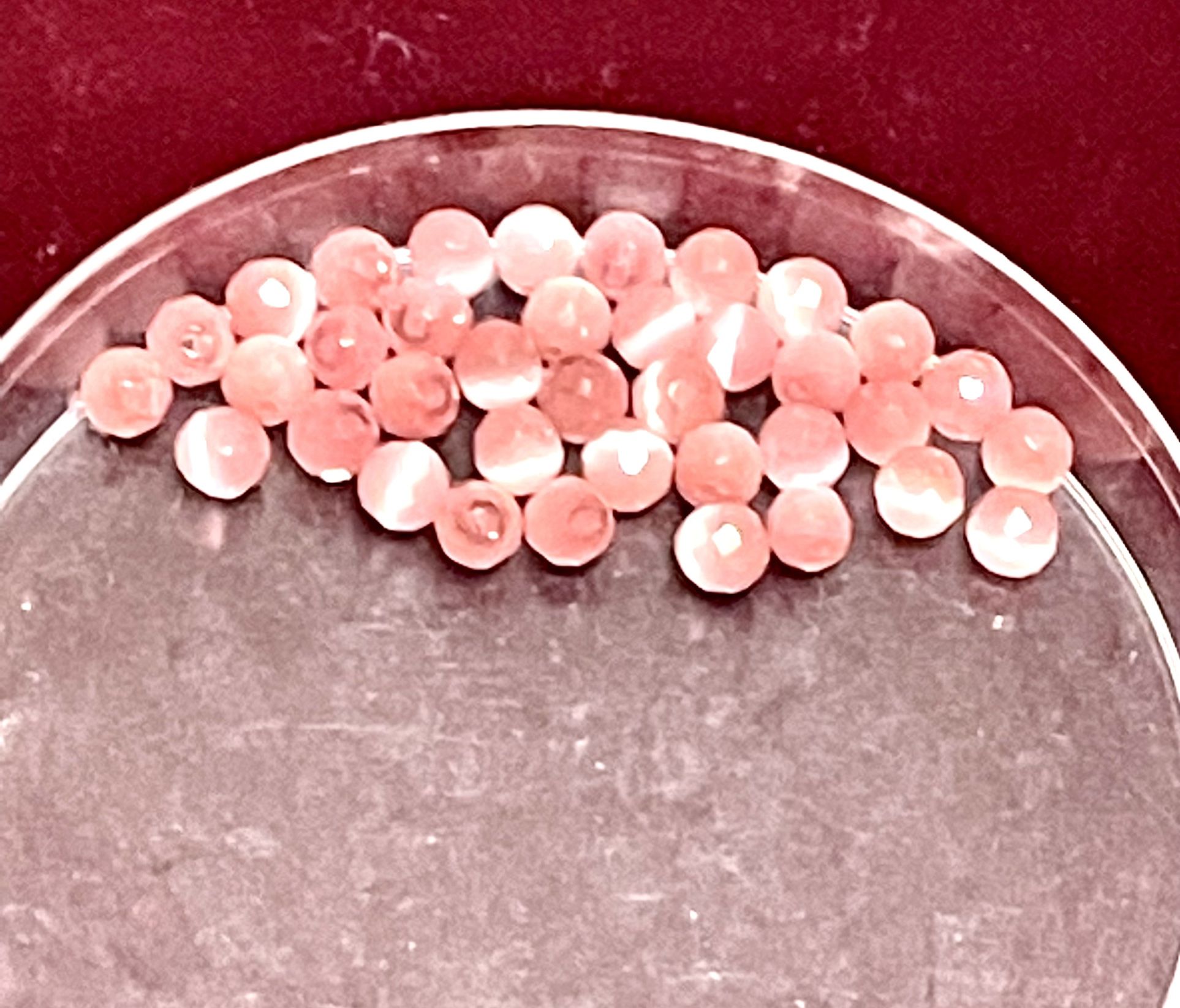 Lot Of 37 Faceted Pink CatsEye Beads