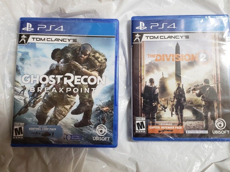PS4 Tom Clany's The Division 2 and Ghost Recon Breakpoint Games Brand New 