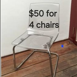 Four Ikea Acrylic Chairs 
