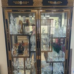 5 Piece Vintage Black Laquered Chinese Furniture Set