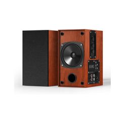 Altavoces alimentados para estantería, 30 W x 2 altavoces giratorios con woofer de 4 pulgadas, altavoces de tocadiscos con entrada AUX para PC y telev