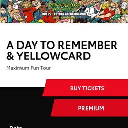 Selling Suit Tickets For A Day To Remember And Yellow Card