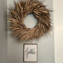 Wheat wreath & Gather Sign 