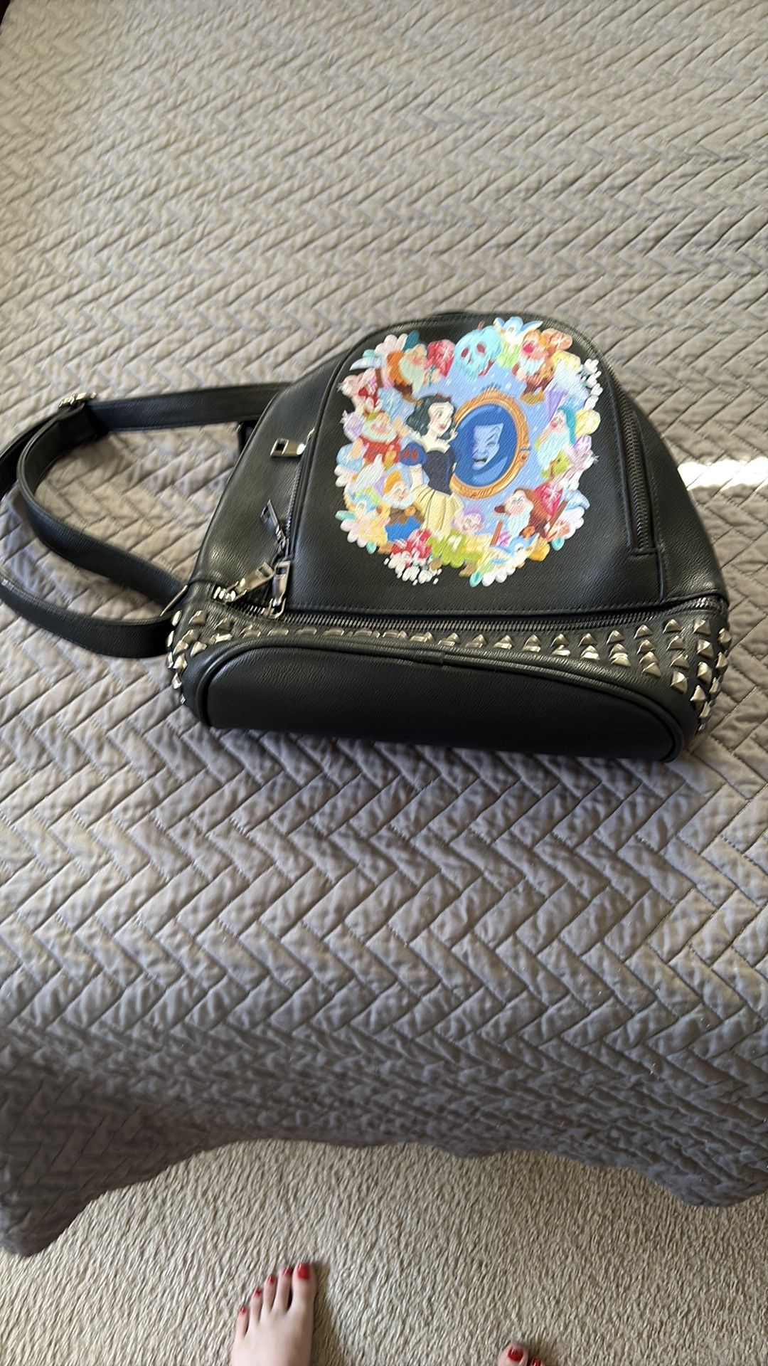 Disney Leather Black Studded Backpack