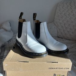 White Dr Martin Chelsea Boot