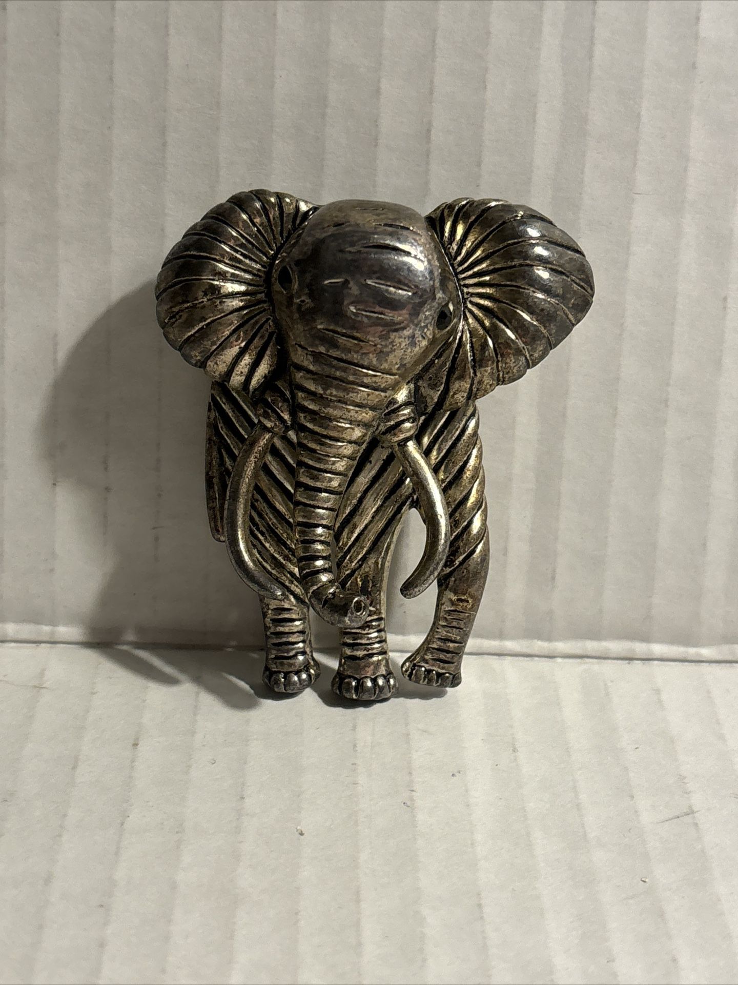 Vintage Silver Tone Large Elephant Brooch