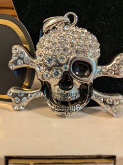 Huge Rhinestone Skull Pendant 