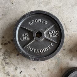 Set of two 45lbs Olympic barbell weight plates