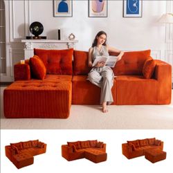 Burnt Orange Boneless Couch
