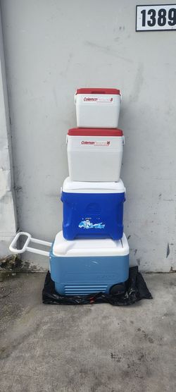 Igloos and Coleman coolers
