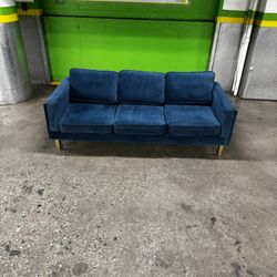 87” Blue Velvet Sofa – Modern Glam Style - FREE DELIVERY