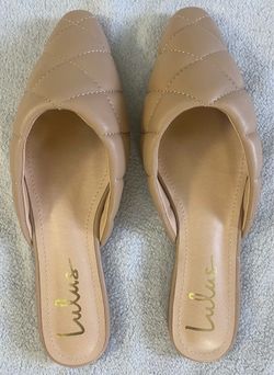NEW Lulus Nude/Beige Quilted Pointed-Toe Mule Flats - Size 8