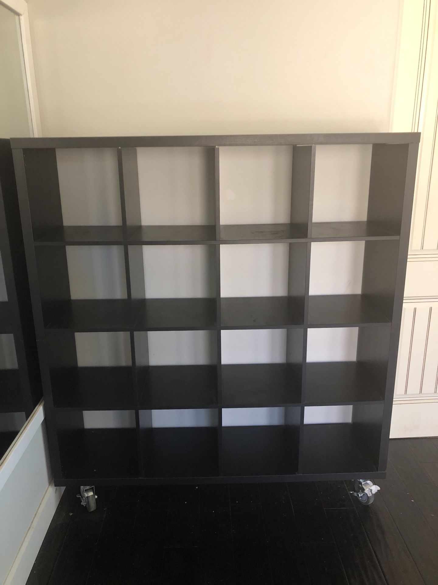 IKEA Black kallax shelf w/ wheels