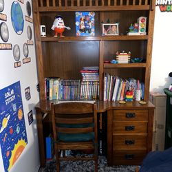 DESK WITH HUTCH AND CHAIR 50" W, 77" H, 22" D