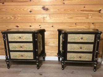 Pair of Hand-Painted Floral Nightstands includes delivery locally!