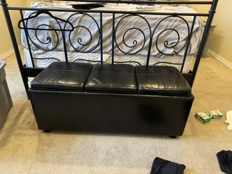 Faux Leather Storage Ottoman