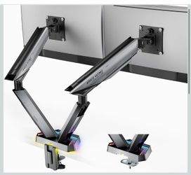 ARES WING Brazo de Monitor Dual RGB para pantallas ultraanchas de 17 a 38 pulgadas, soporta 35.2 libras, soporte de monitor doble resistente para escr