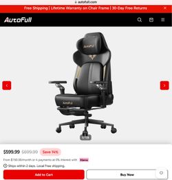 Black and gold AutoFull top of the line gaming chair.