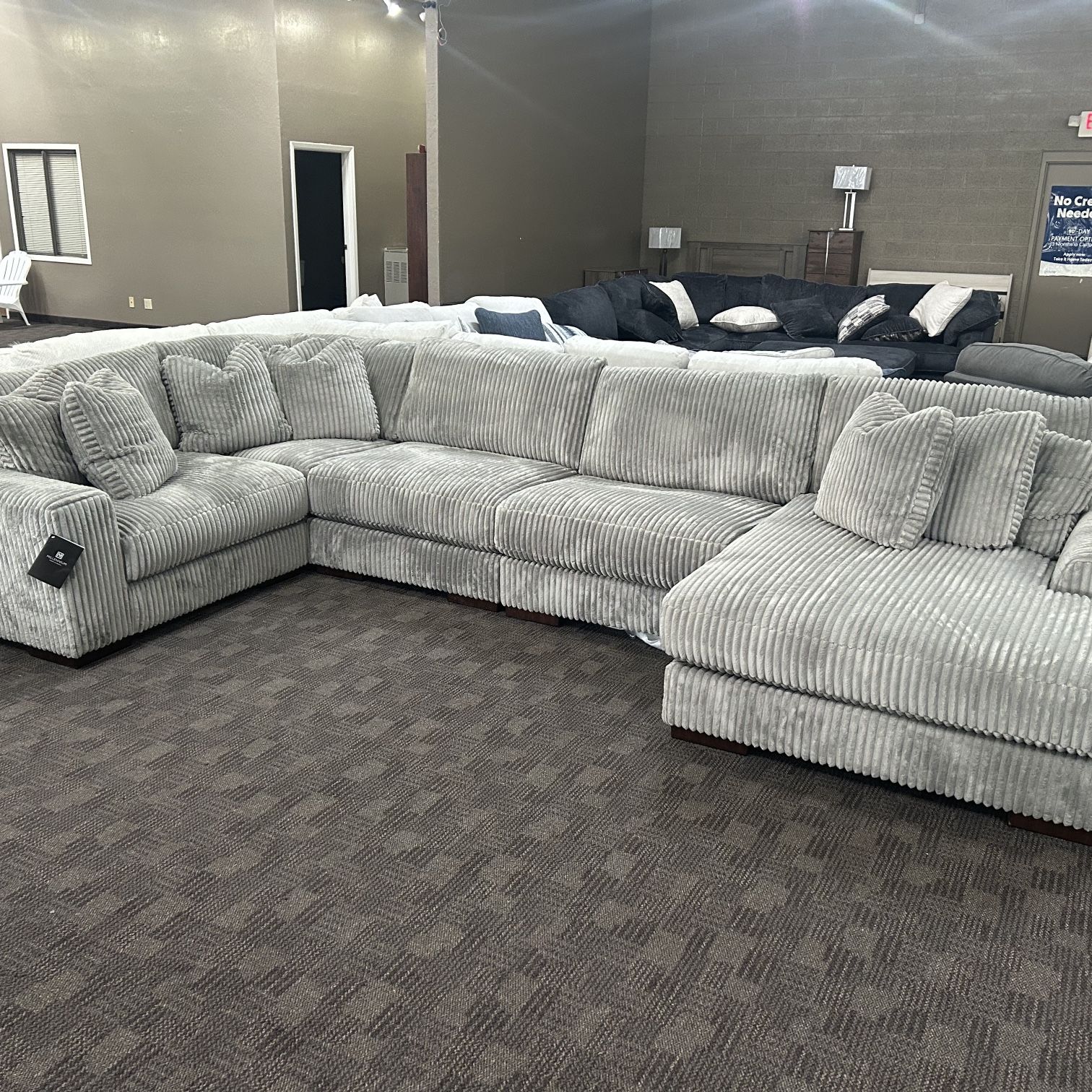 Big Grey Or Cream Corduroy Cloud Soft Sectional