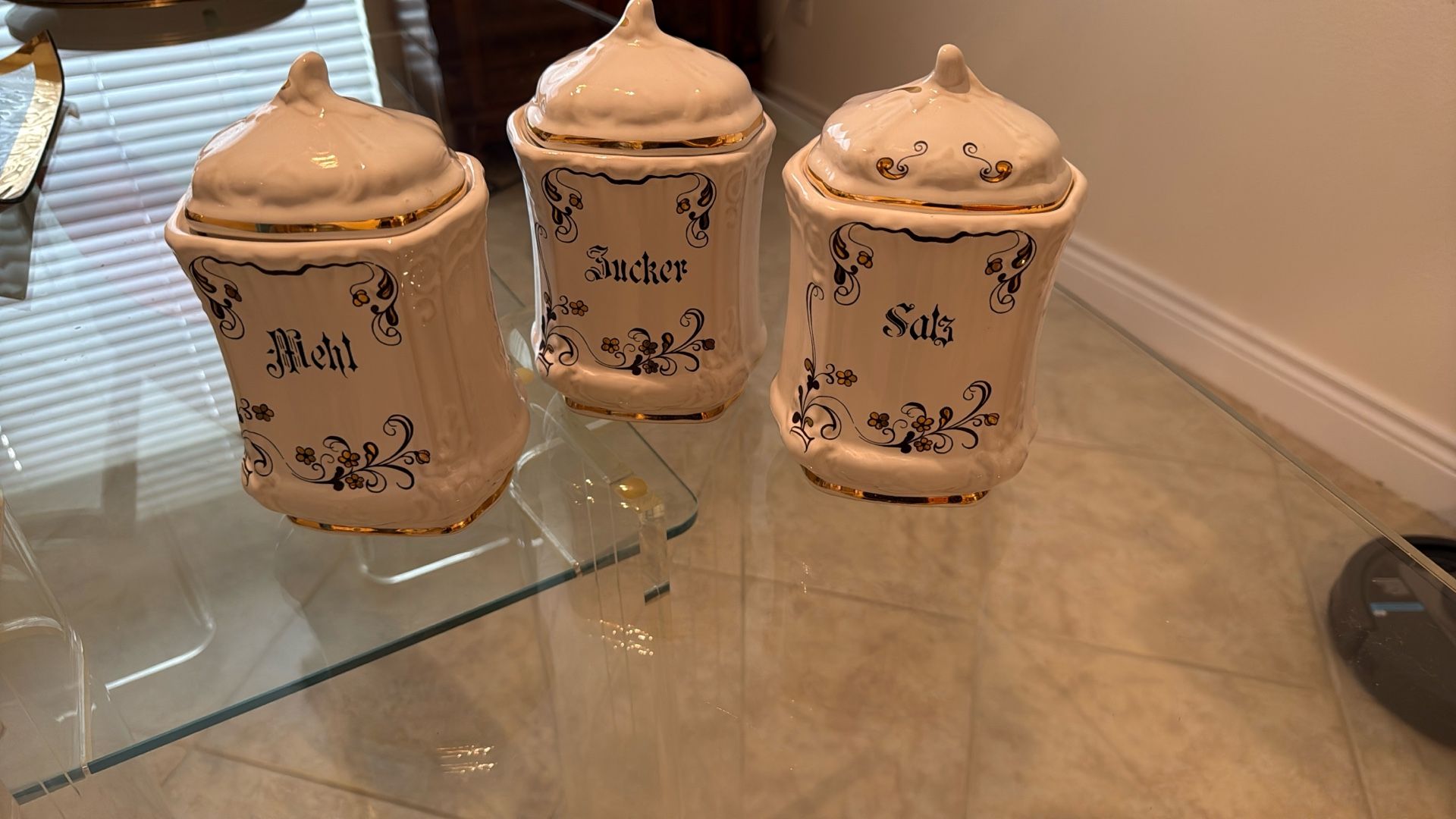 Vintage .. Sugar , Flower, Salt .., Decor