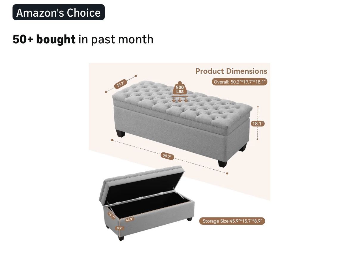 Fabric Storage Ottoman - Brand New