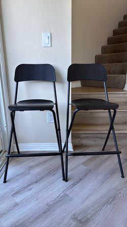 Set of 2 Black Folding Bar Stools