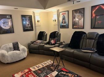 Or best offer Leather theatre room reclining sofa and loveseat