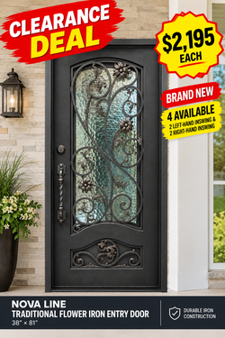 Nova Line Traditional Flower Iron Entry Door – 38" × 81"