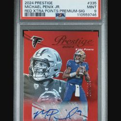 2024 Panini Prestige Michael Penix Jr Red Xtra Points Premium Signature #/199 PSA 9
