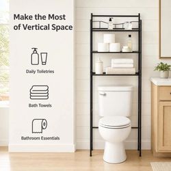 Mainstays 3-Shelf Over-the-Toilet Steel Storage Shelf Unit, Matte Black