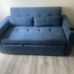 Spacious Blue Sofa Sleeper Convertible