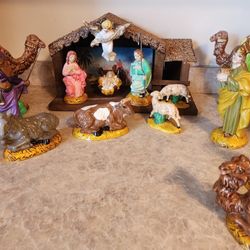 Vintage 1960's Atlantic Mold Nativity Set 20 Pieces,  RARE 