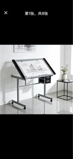 Professional Drafting Table for Adults Teens, Tilting Glass Tabletop Art Craft Desk Diamond Watercol