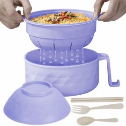 30oz Microwave Ramen Bowl, Chopsticks & Utensils - 2 Pack, Purple and Pink