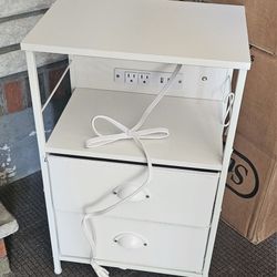 White NIght Stand W/ Charging Stationwith USB PORT & OUTLET .