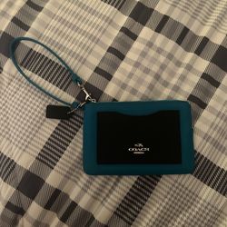 Teal and Navy Coach Wristlet 