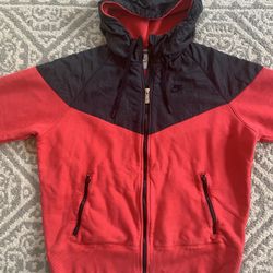 Nike Sportswear Full Zip Windrunner Jacket Red And Black Size M