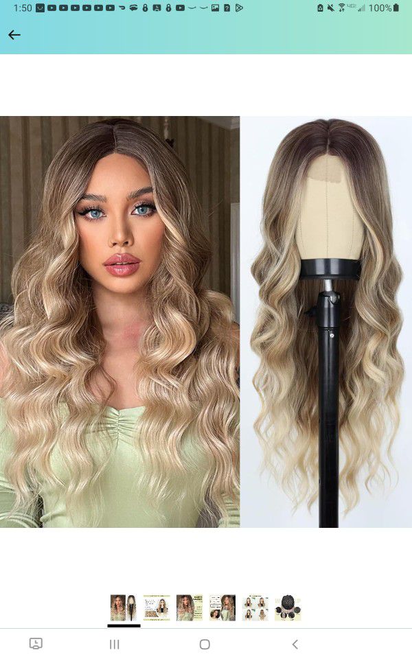Gorgeous Light Blonde Ombre/Long Hair Wig with Soft Beach Waves/Curls [Heat Resistant] (Brand NEW)