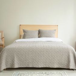New QUEEN Avocado Organic Cotton 3 Piece Coverlet Set Cream Herringbone Matelassé