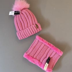 Bright Pink Hat And Neck Warmer